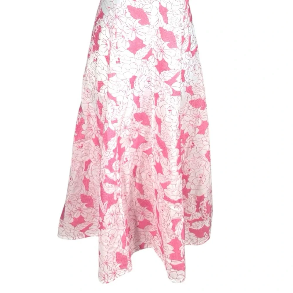 Three Graces London Ada Embroidered Cotton Midi Dress Pink Size 16 NWT Resort - Picture 10 of 12